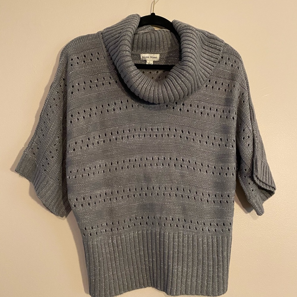 Studio Works Gray Cowl Neck Sweater with sparkle